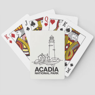 Acadia National Park Lighthouse Line Art Playing Cards