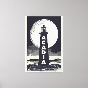 Acadia National Park Lighthouse Moon Canvas Print