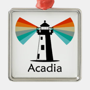 Acadia National Park Lighthouse Rainbow Metal Tree Decoration