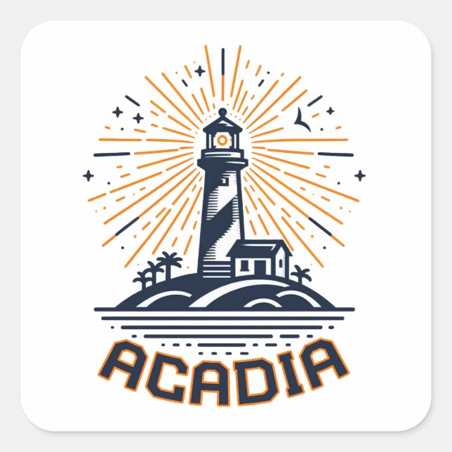 Acadia National Park Lighthouse Sunrise Square Sticker (Front)