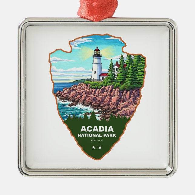 Acadia National Park Maine Arrowhead Metal Tree Decoration (Front)