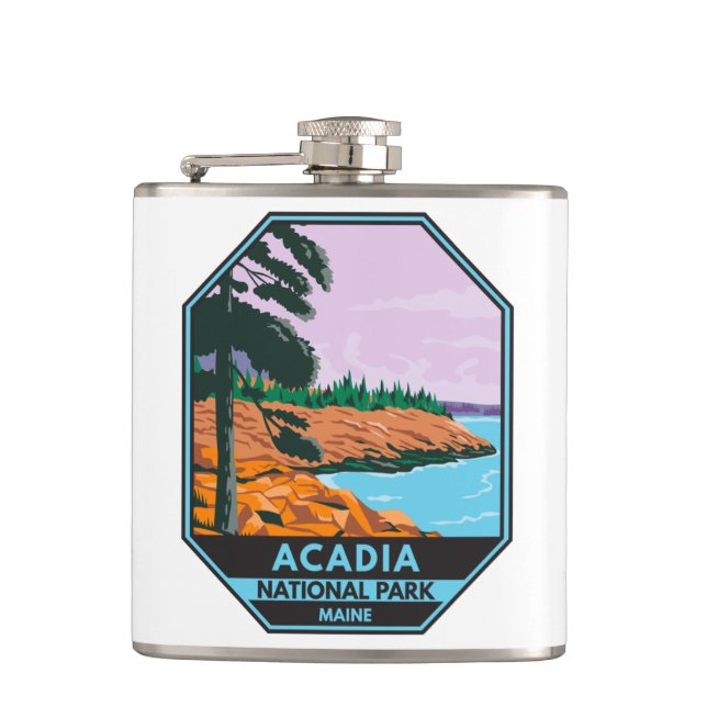 Acadia National Park Maine Bar Harbour Vintage Hip Flask (Front)