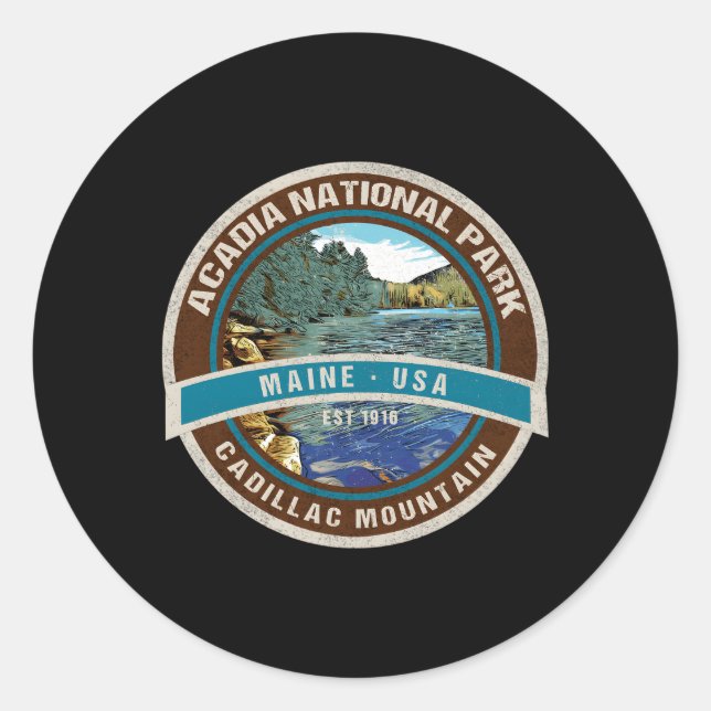 Acadia National Park Maine Cadillac Mountain Classic Round Sticker (Front)