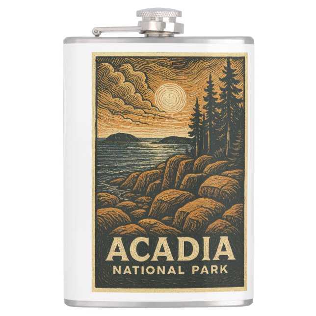 Acadia National Park Maine Flask (Front)