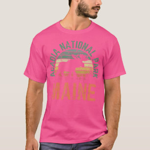 Acadia National Park Maine Moose Hiking Retro Suns T-Shirt