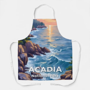 Acadia National Park   Maine Painting Travel Art Apron