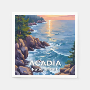 Acadia National Park Maine Painting Travel Art Napkin