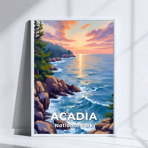 Acadia National Park Maine Painting Travel Art Poster