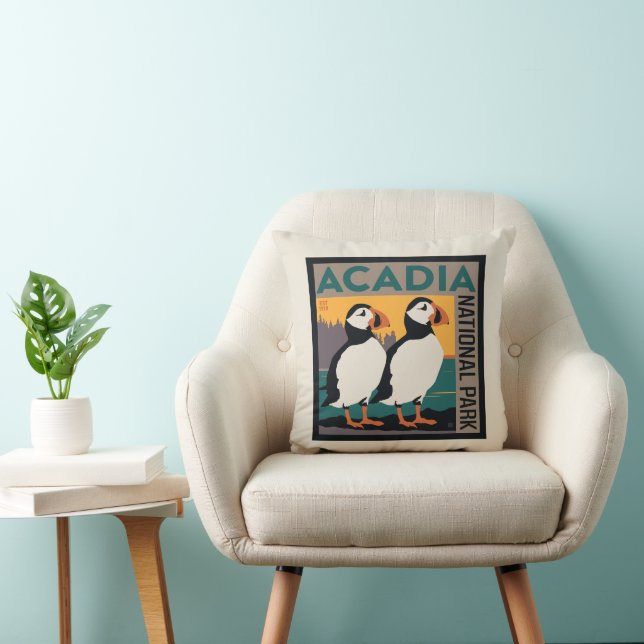 Acadia National Park, Maine | Puffins Cushion (Chair)
