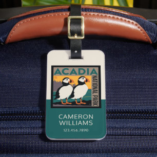 Acadia National Park, Maine   Puffins Luggage Tag