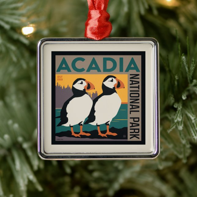Acadia National Park, Maine | Puffins Metal Tree Decoration (Tree)