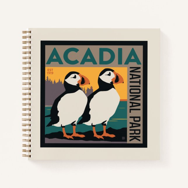 Acadia National Park, Maine | Puffins Notebook (Front)