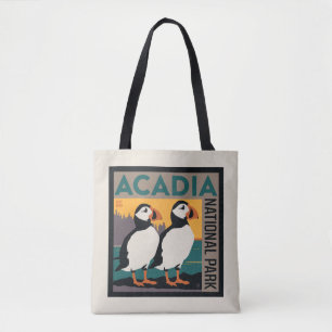 Acadia National Park, Maine   Puffins Tote Bag
