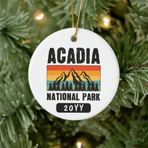 Acadia National Park, Maine Retro Vintage Ceramic Tree Decoration