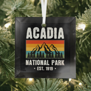 Acadia National Park, Maine Retro Vintage Glass Tree Decoration