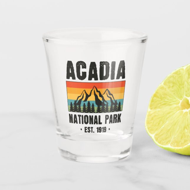 Acadia National Park, Maine Retro Vintage Shot Glass (Front)