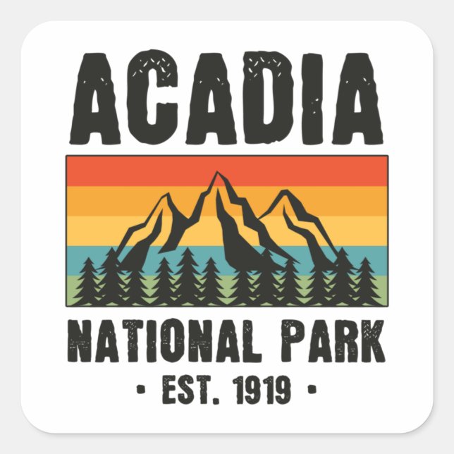 Acadia National Park, Maine Retro Vintage Square Sticker (Front)