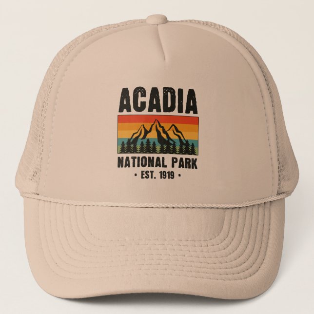 Acadia National Park, Maine Retro Vintage Trucker Hat (Front)