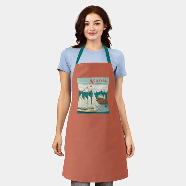 Acadia National Park, Maine | Sailboat & Whale Apron (Worn)