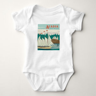 Acadia National Park, Maine   Sailboat & Whale Baby Bodysuit