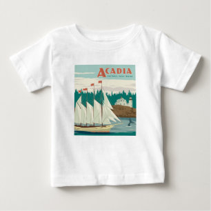 Acadia National Park, Maine   Sailboat & Whale Baby T-Shirt