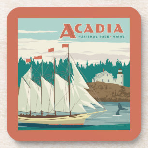 Acadia National Park, Maine   Sailboat & Whale Coaster