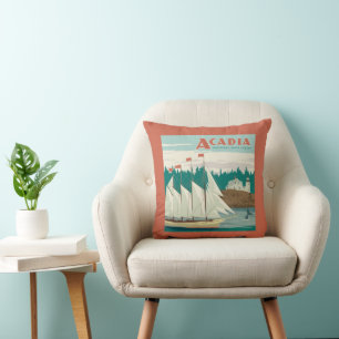 Acadia National Park, Maine   Sailboat & Whale Cushion