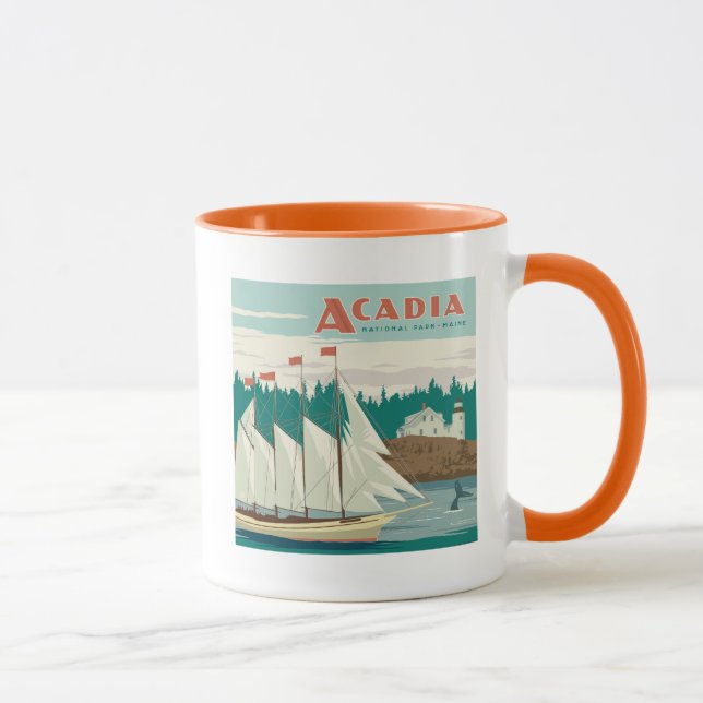Acadia National Park, Maine | Sailboat & Whale Mug (Right)