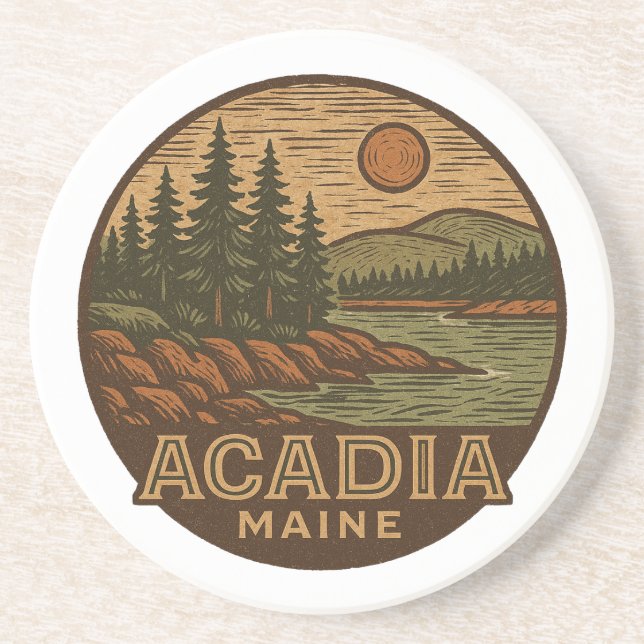 Acadia National Park Maine Sandstone Coaster (Front)