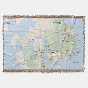 Acadia National Park map throw blanket