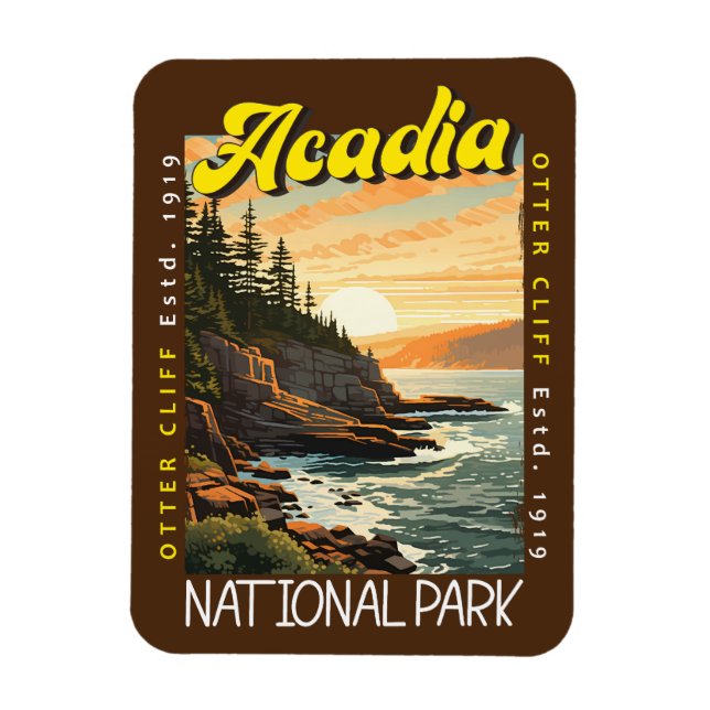 Acadia National Park Otter Cliff Distressed Magnet (Vertical)