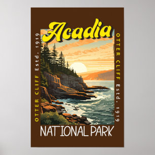 Acadia National Park Otter Cliff Distressed Poster