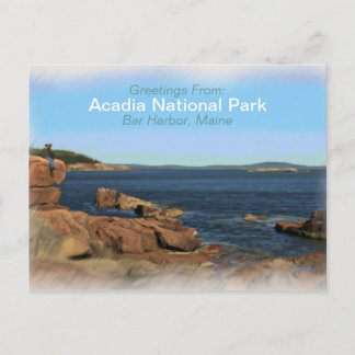 Acadia National Park Painted Souvenier Postcard