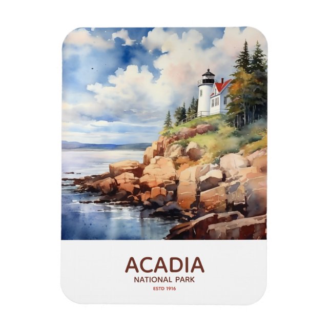 Acadia National Park - Park Bass Harbour Lighthous Magnet (Vertical)