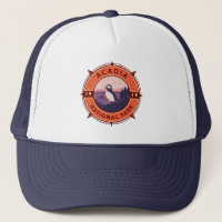 Acadia National Park Puffin Retro Compass Emblem