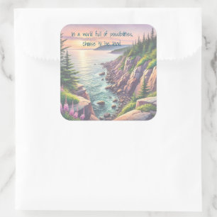 Acadia National Park & Quote Square Sticker