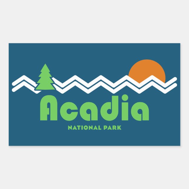 Acadia National Park Retro Rectangular Sticker (Front)