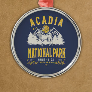 Acadia National Park Retro Scenery Metal Tree Decoration