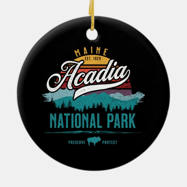 ACADIA NATIONAL PARK RETRO SUN HOLIDAY ORNAMENT (Back)