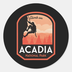 Acadia National Park Rock Climbing Classic Round Sticker
