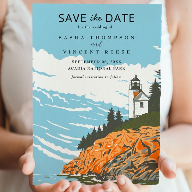 Acadia National Park Save The Date Retro Invitation (Creator Uploaded)