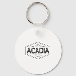 Acadia National Park Shirt Vintage Tree Hexagon Ba Key Ring