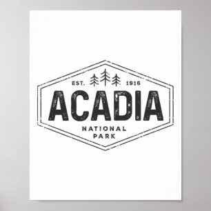Acadia National Park Shirt Vintage Tree Hexagon Ba Poster