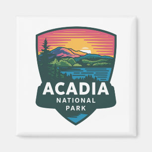 Acadia National Park Sunset Badge  Magnet