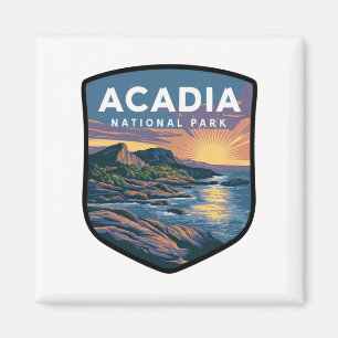 Acadia National Park Sunset Badge Magnet
