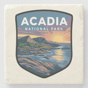 Acadia National Park Sunset Badge Stone Coaster