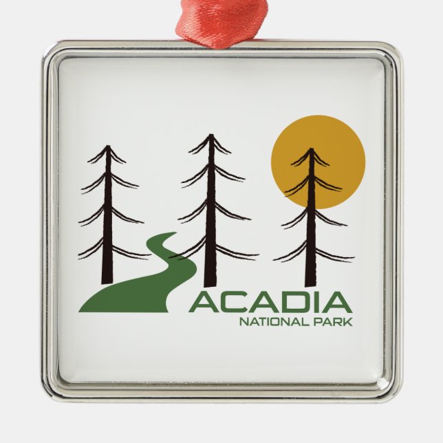 Acadia National Park Trail Metal Tree Decoration (Front)