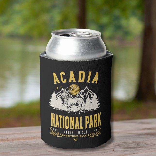 Acadia National Park Vintage Landscape Can Cooler (Creator Uploaded)