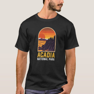 Acadia National Park Vintage Retro Style Sunset Gr T-Shirt