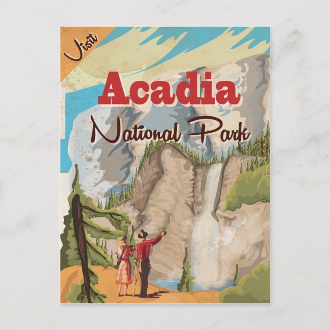 Acadia national park Vintage Travel Poster Postcard (Front)